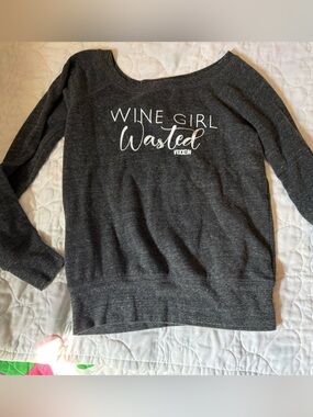 DIXXON Dark Gray 'Wine Girl Wasted' Graphic Crewneck Sweater